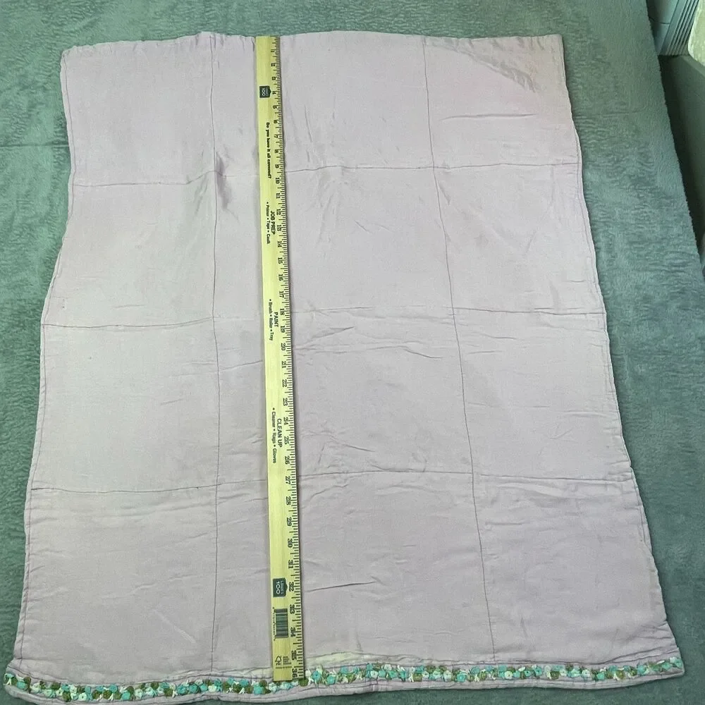 Vintage Baby Quilt Hand Embroidered Animals Pastel Crib Blanket‎ Handmade 36x30